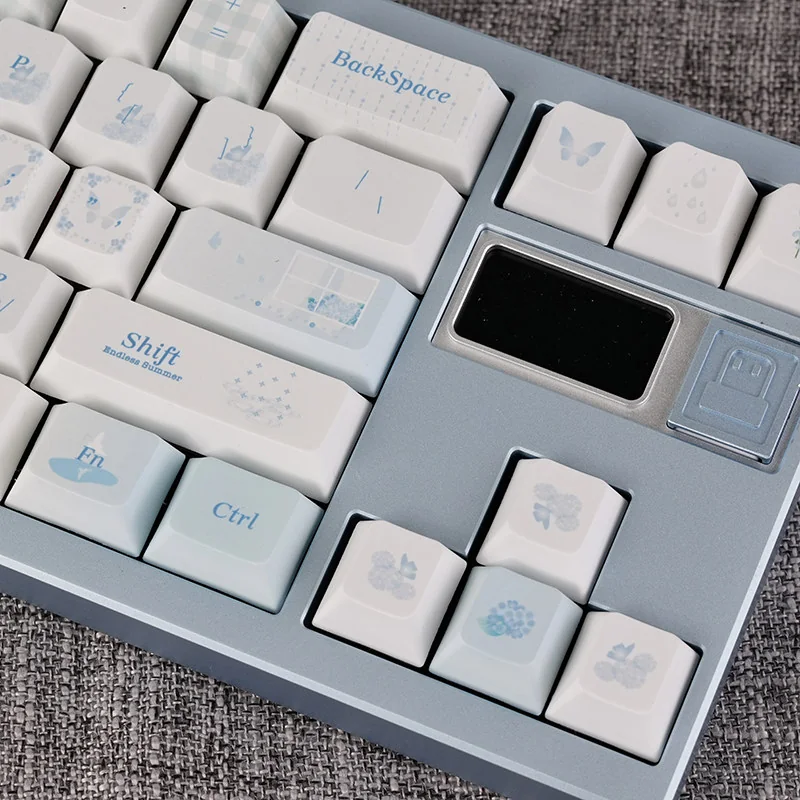 Close-up of dye-sublimated butterfly design on PBT keycap