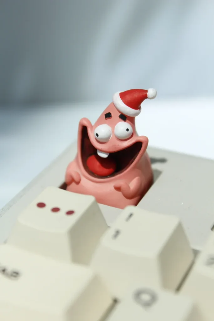 Ergonomic view of Patrick Star keycap fitting an MX mechanical switch