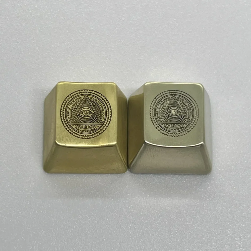 Eye of Horus Keycap handcrafted metal on a mechanical keyboard