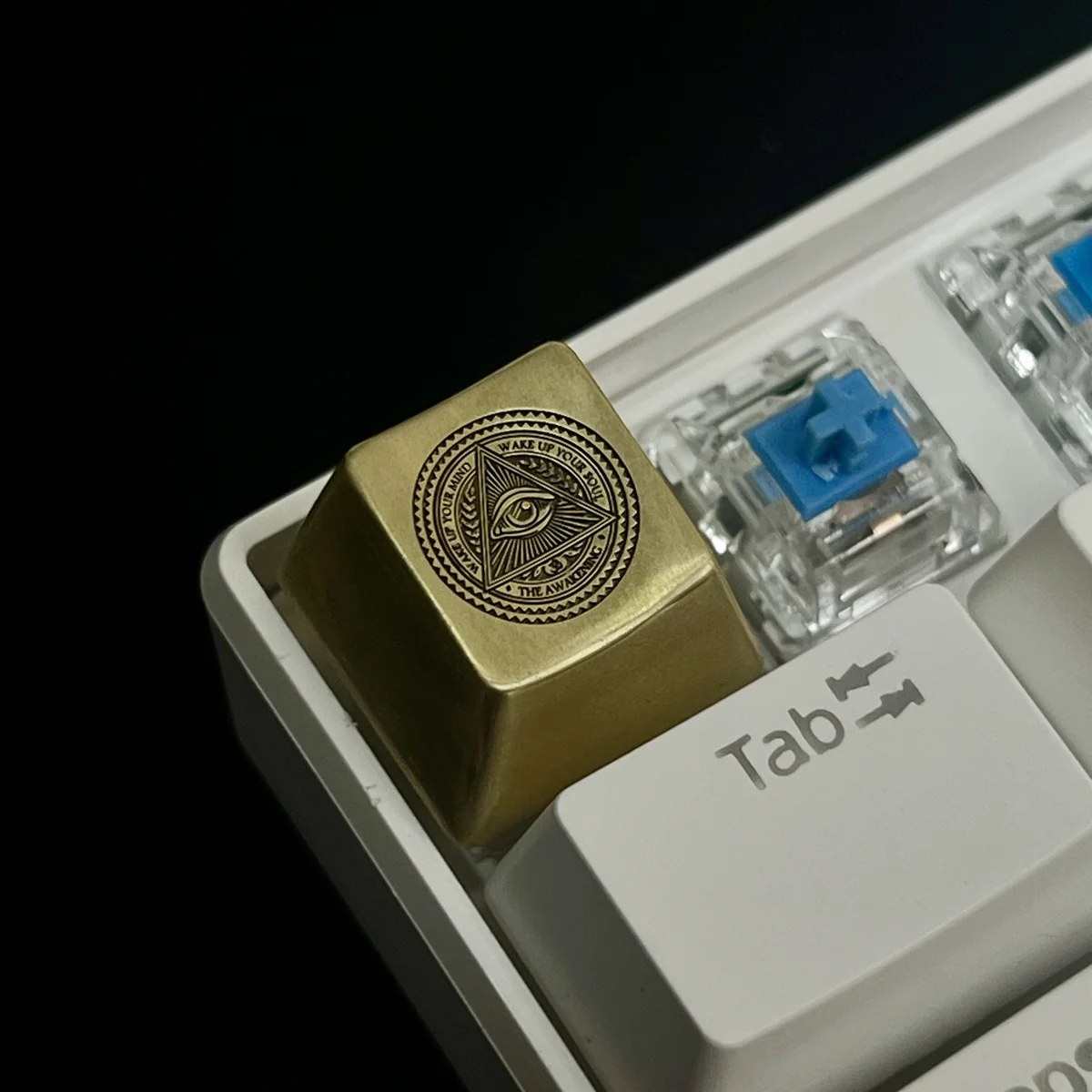 Handcrafted Eye of Horus keycap showcasing its OEM profile
