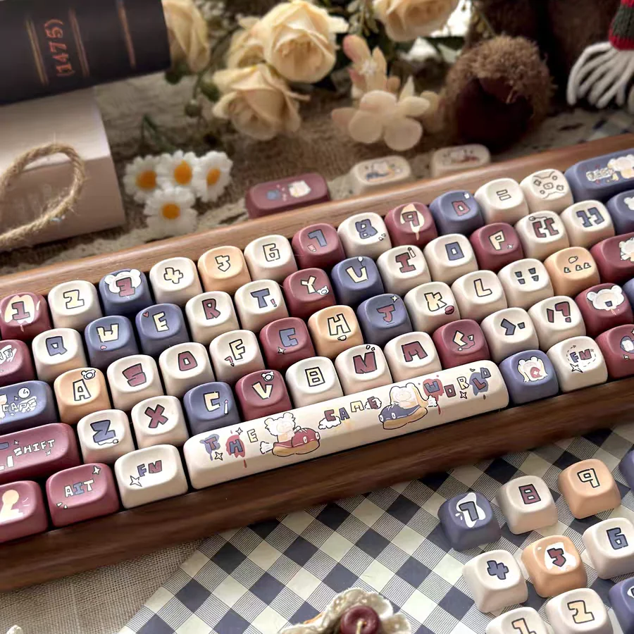 Close-up view of a Gaming World keycap highlighting the bold, dye-sublimated legends