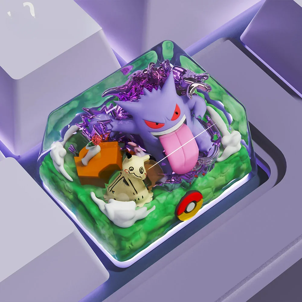Gengar keycap mounted on Cherry MX switch for scale