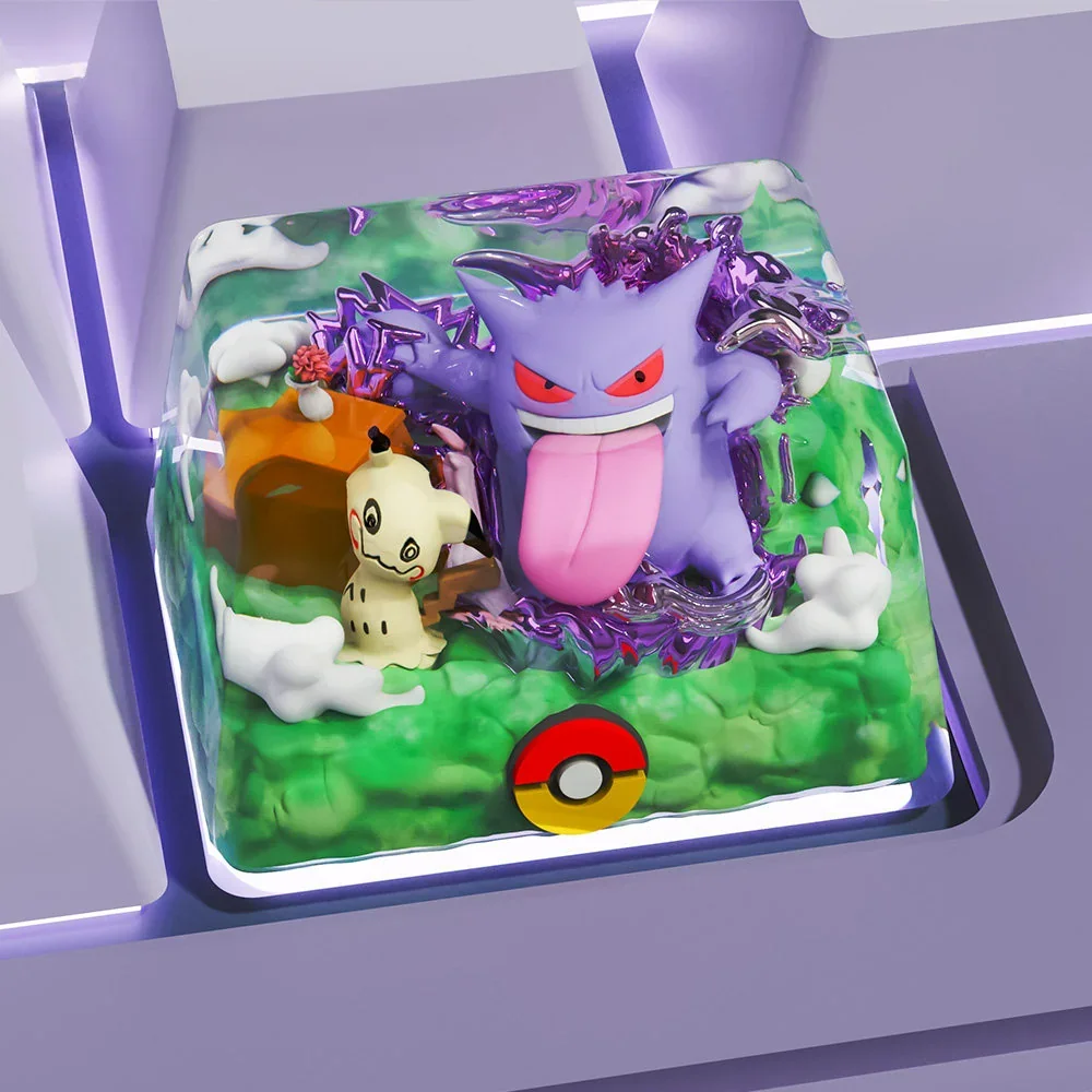 Gengar artisan keycap showcasing intricate details and vibrant color