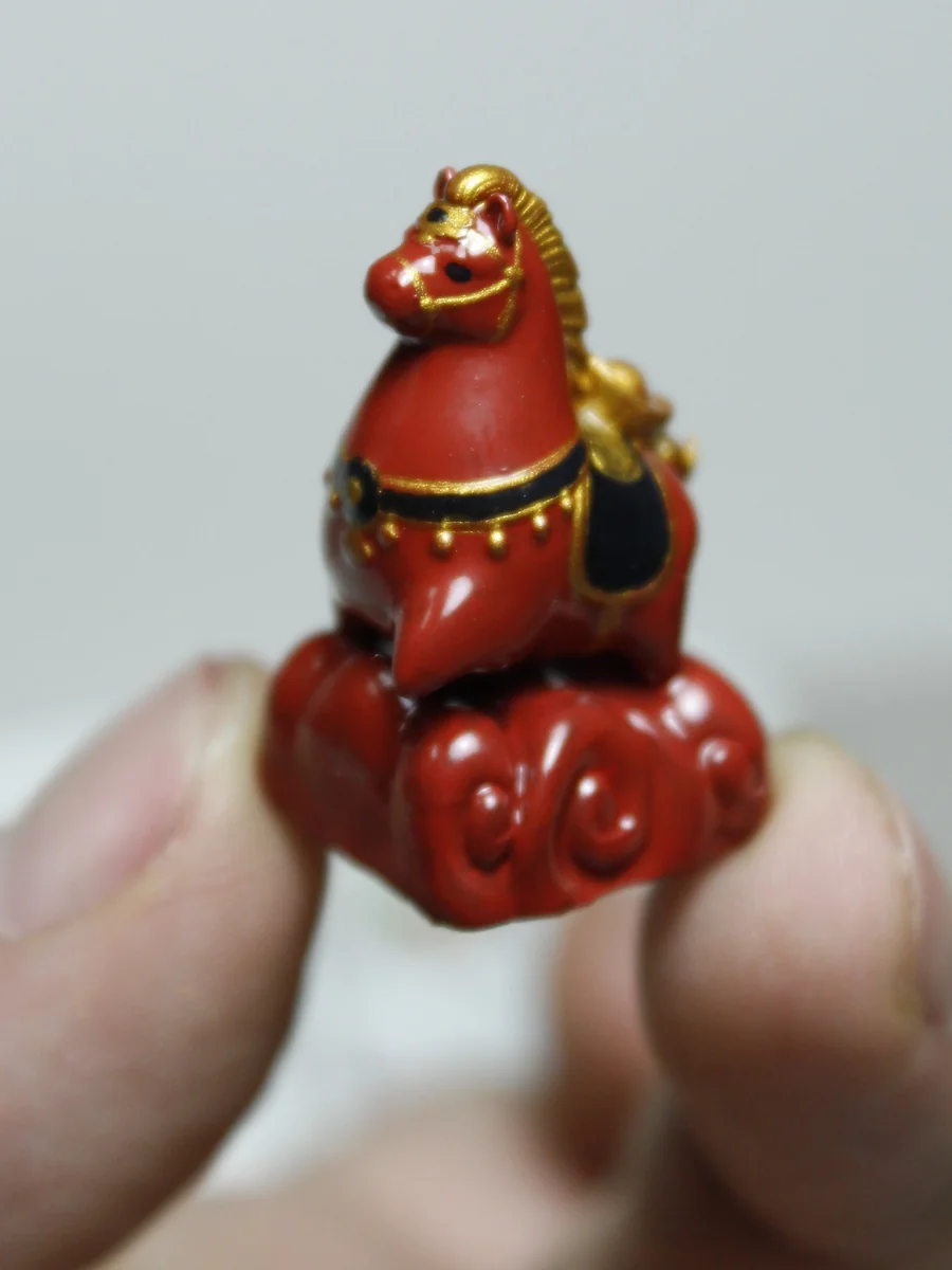 Close-up of the Auspicious Horse Keycap, highlighting the vibrant resin and sculpted pony.