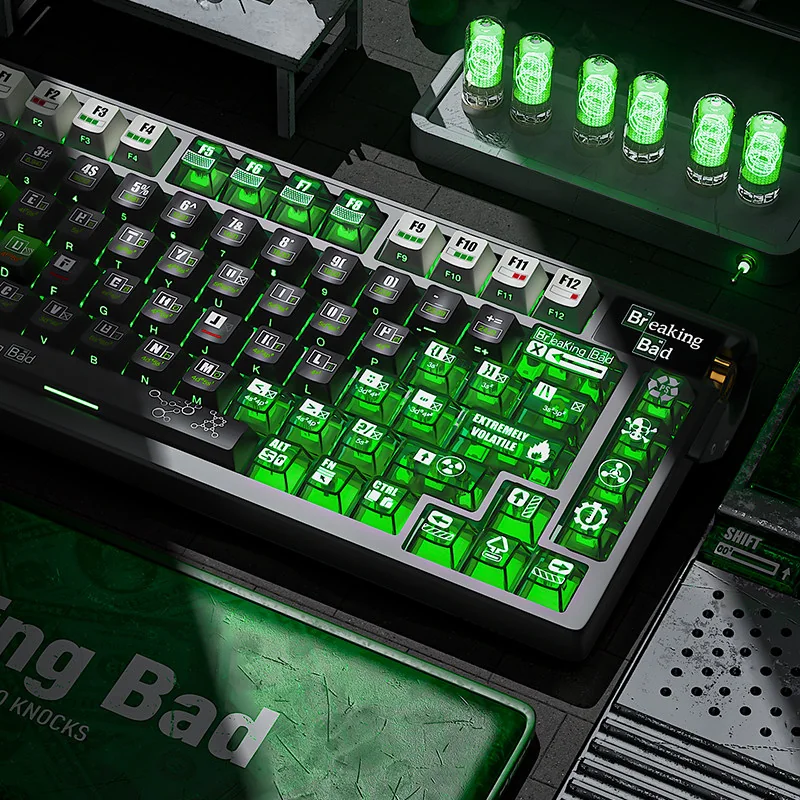 Heisenberg keycaps installed on a magnetic switch keyboard, demonstrating compatibility