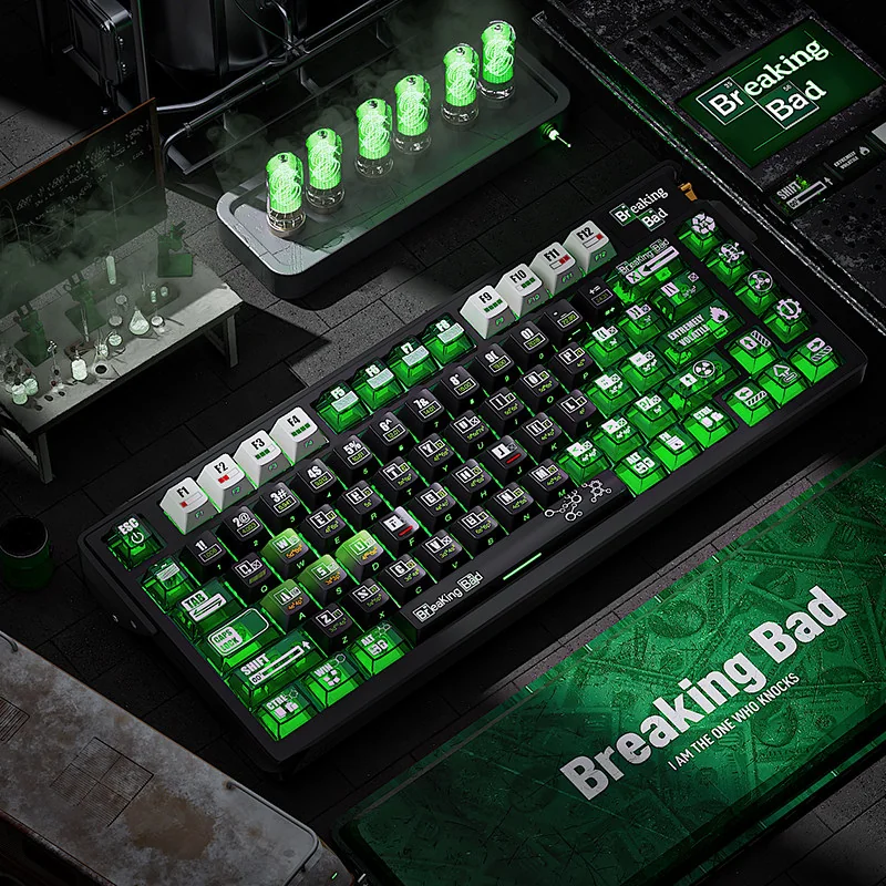Texture detail of PBT plastic Heisenberg keycaps, highlighting matte finish
