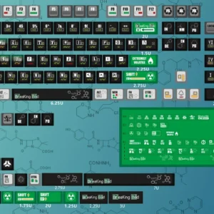 Heisenberg-themed keycap set with a dark, scientific aesthetic