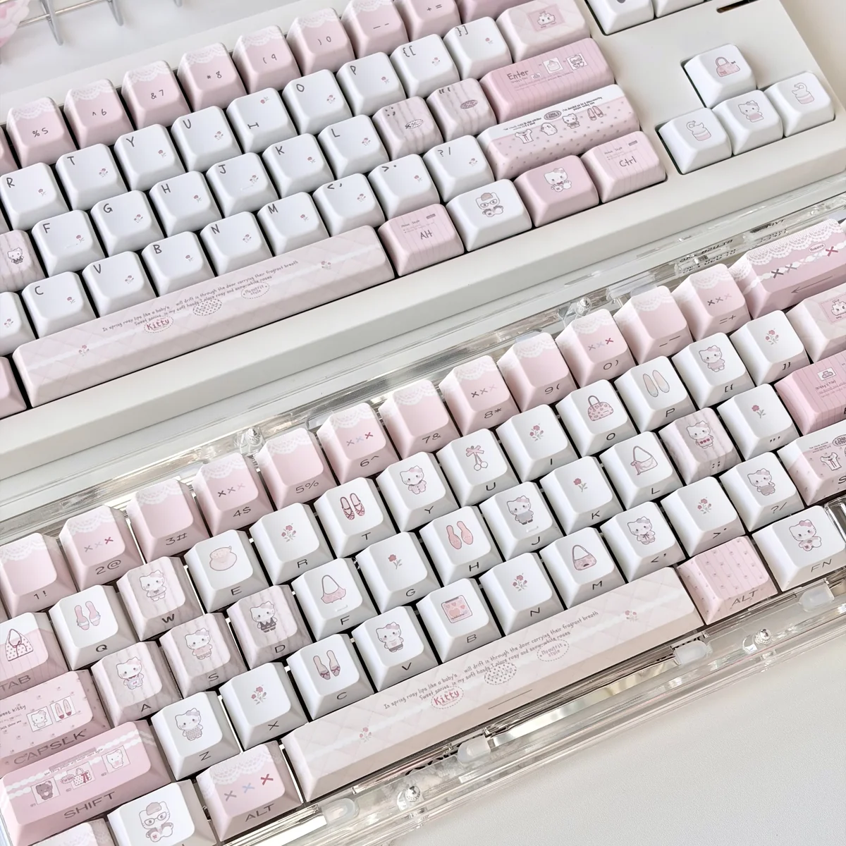 Hello Kitty Fashion Blog Iconic Hello Kitty installed on a mechanical keyboard setup