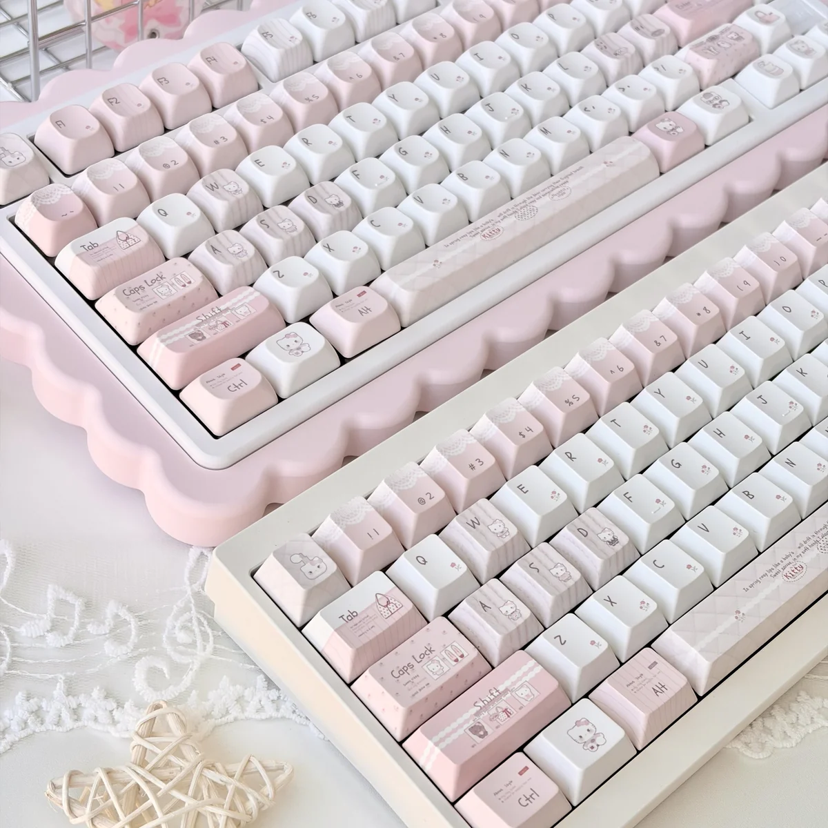 Side profile of Hello Kitty Fashion Blog Iconic Hello Kitty showing keycap set shape and fit