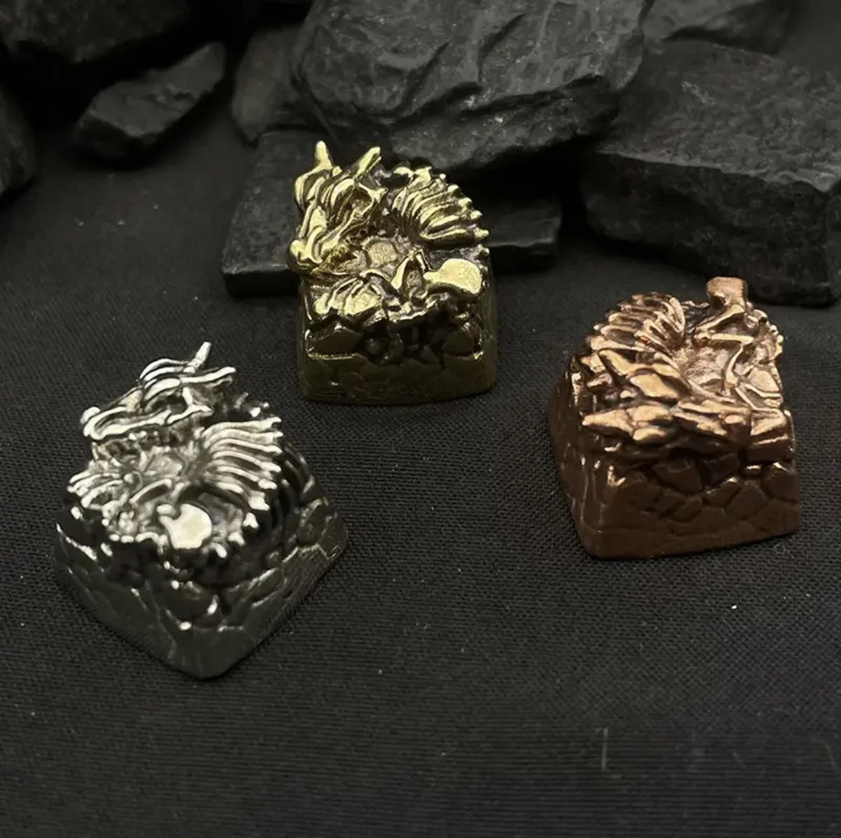 Intricate Dragon Scales Handcrafted Copper Keycap