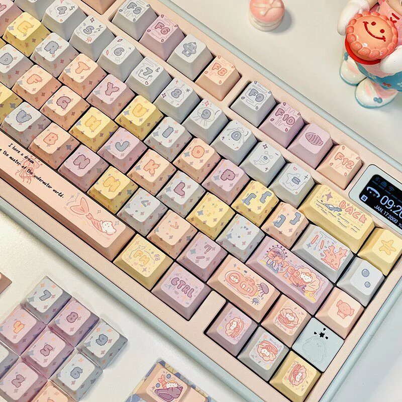 Side profile of Jellyfish Cherry Keycap Set Vibrant translucent showing keycap set shape and fit
