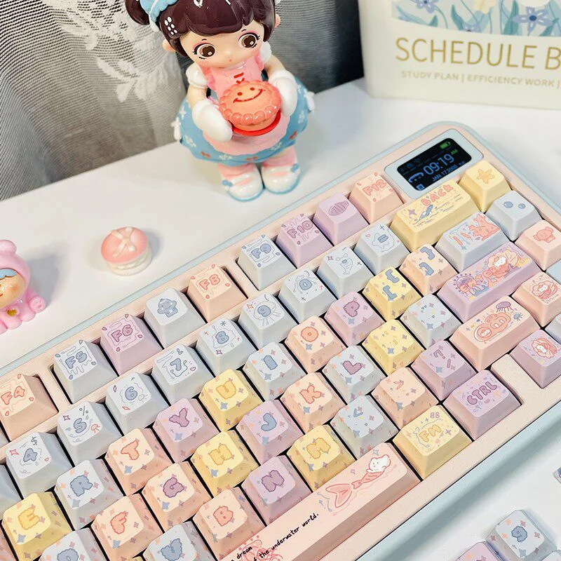 Detailed texture view of Jellyfish Cherry Keycap Set Vibrant translucent design and material