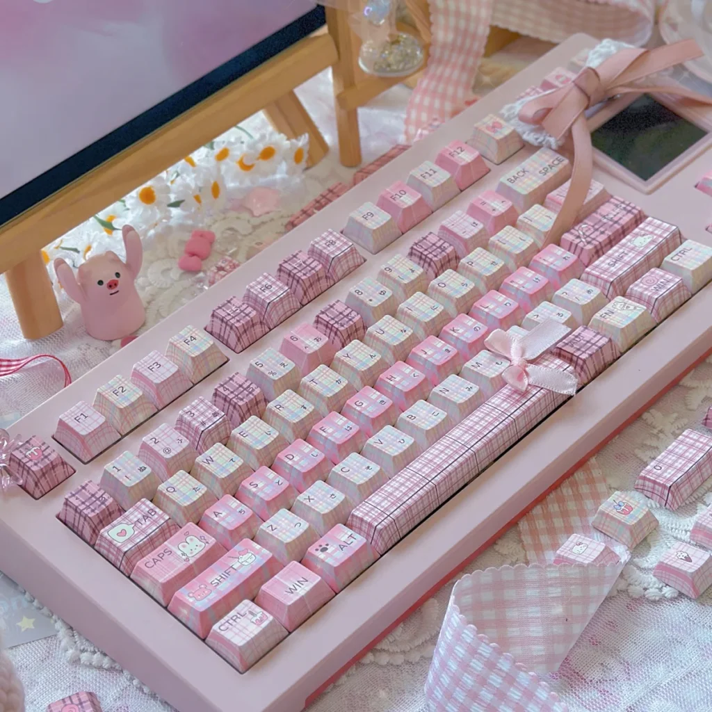 JK Girl PBT Dye-Sub Keycap Set on mechanical keyboard