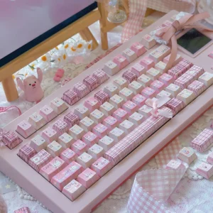 JK Girl PBT Dye-Sub Keycap Set on mechanical keyboard