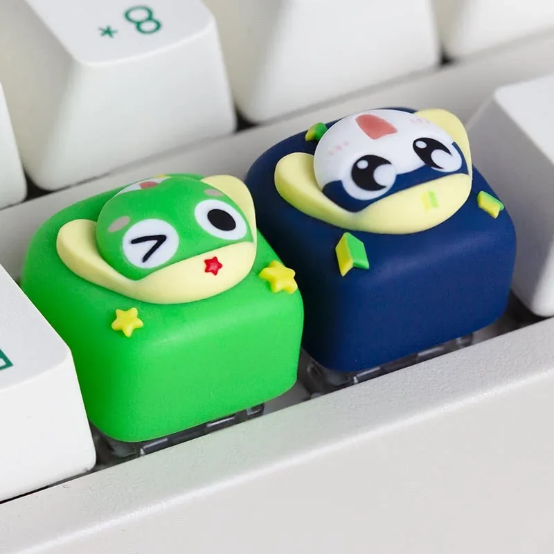 Detailed view of handcrafted Keroro Gunso resin keycap