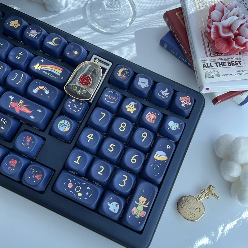 Angled view of the Le Petit Prince Keycap Set, demonstrating the uniform MOA profile.