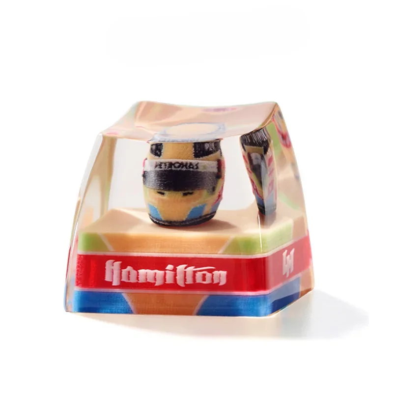 Lewis Hamilton F1 helmet keycap on a mechanical keyboard