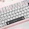 Side profile of Line Art Cat MAO Whimsical line art cat durable showing keycap set shape and fit