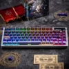 Magical Girl PBT Keycap Set illuminating with RGB keyboard backlighting, showcasing transparent side-printed legends