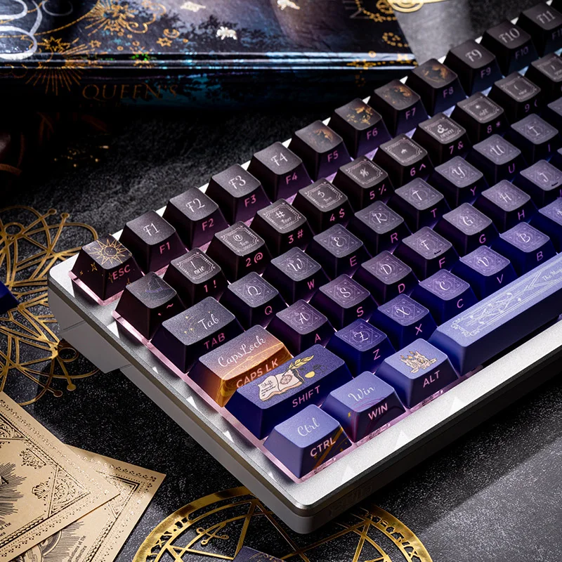 Close-up of Magical Girl keycaps highlighting the transparent PBT material and whimsical anime design