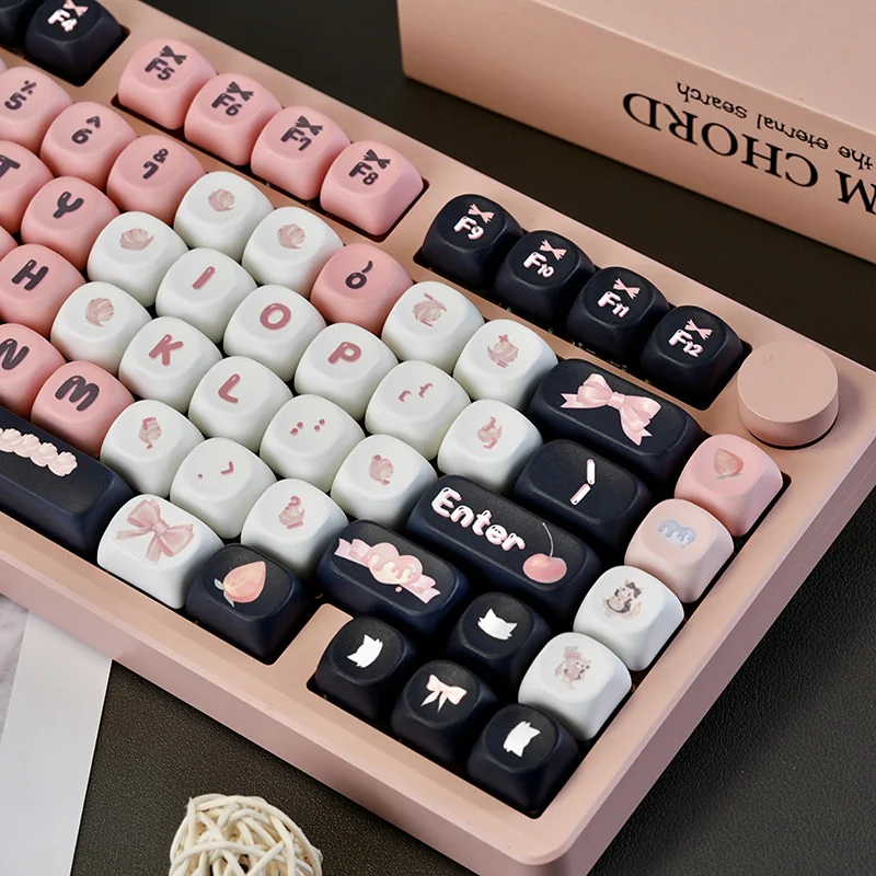 Side view of Maid Cat keycaps highlighting Cherry profile