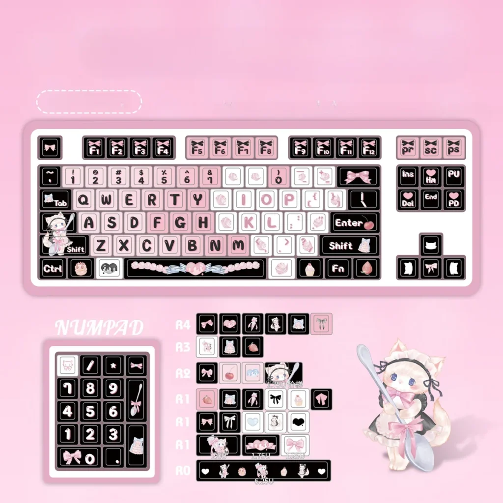 Full layout of the 132-key Maid Cat PBT Keycap Set