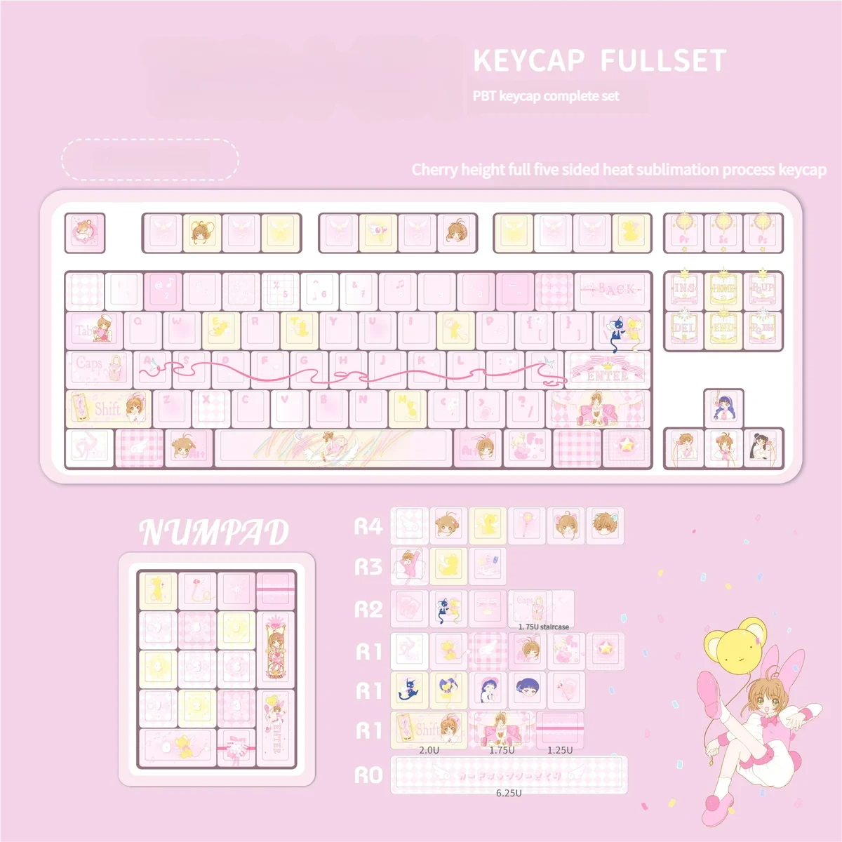 Mechanical keyboard featuring Cardcaptor Sakura anime keycaps