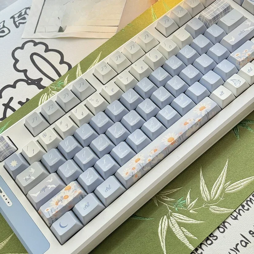 Midsummer Daisy Cherry Keycap Durable PBT Dye-Sub hero image featuring Midsummer Daisy Keycap Set