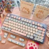 Milk Candy Bunny MOA Profile PBT Keycap Set on a white mechanical keyboard