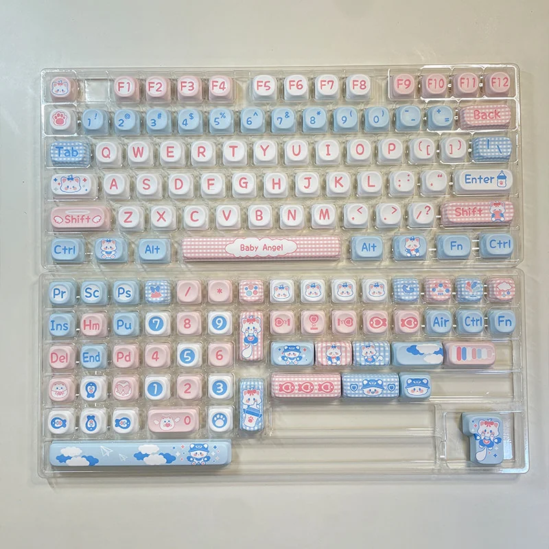 Ergonomic view of MOA profile keycaps for comfortable typing