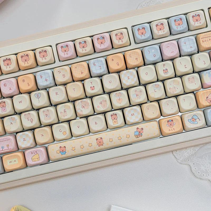 Side view of MOA profile keycaps, demonstrating uniform low-profile ergonomic design.