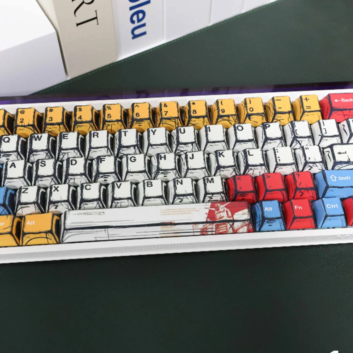 Mobile Suit Gundam Gundam Iconic Gundam manga art installed on a mechanical keyboard setup