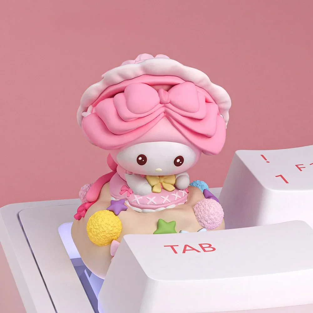 The My Melody Fantasy Keycap installed on a keyboard, adding a cute and personalized touch