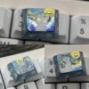 Mystical Cat Titanium Artisan Keycap on a mechanical keyboard, showing celestial design