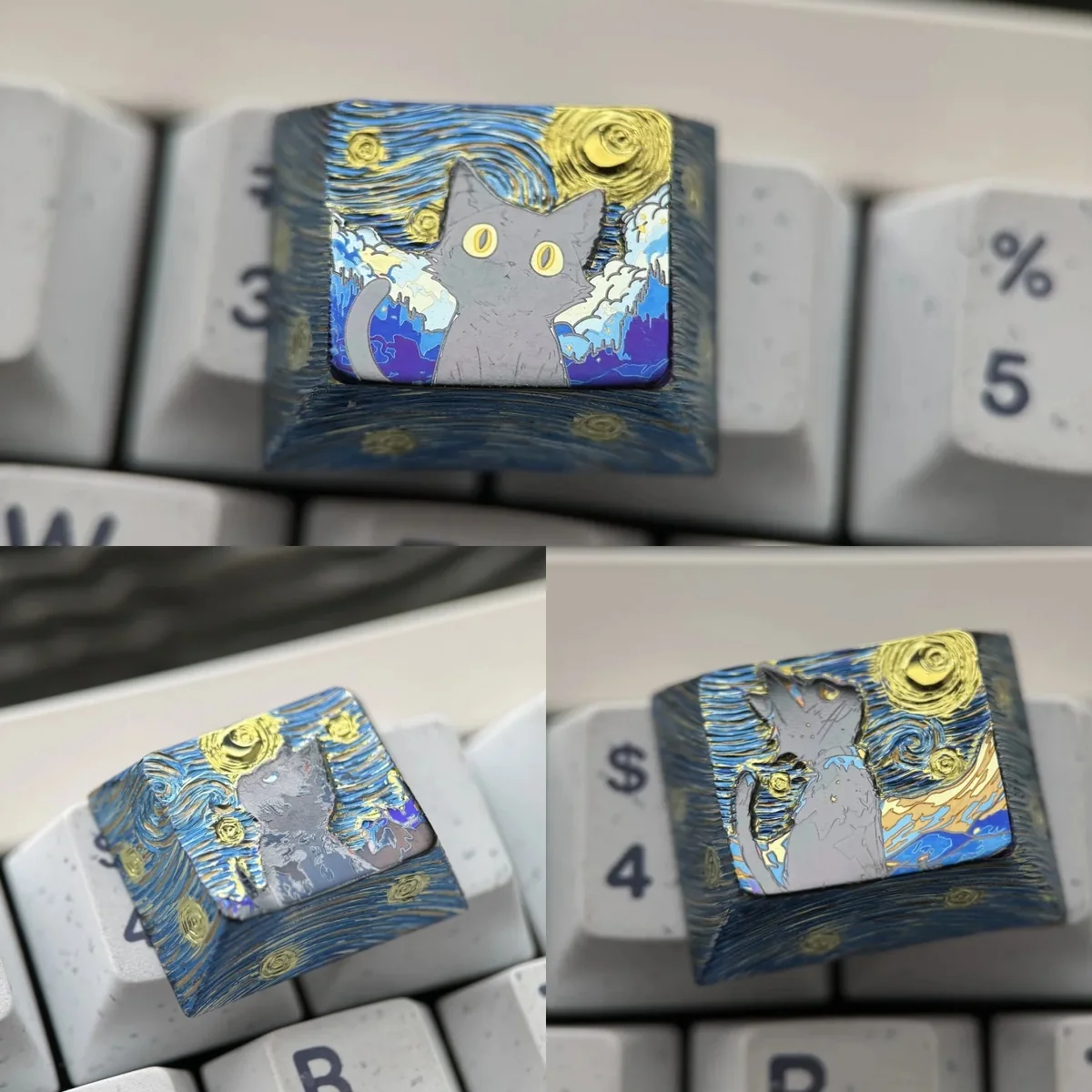 Mystical Cat Titanium Artisan Keycap Keyboard Setup product image