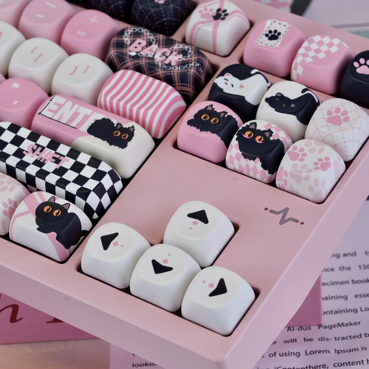 Naughty Cat 130-keycap set arranged in packaging, ready for installation