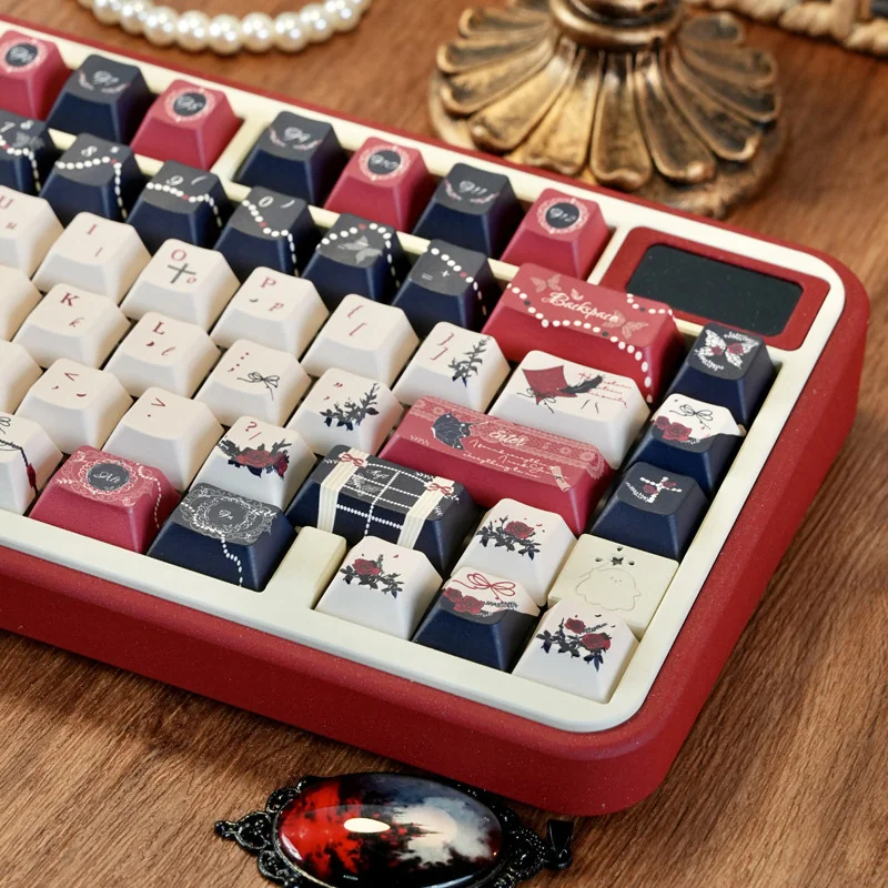 Close-up of Palace Secret Cherry Keycap Intricate Palace highlighting details and finish