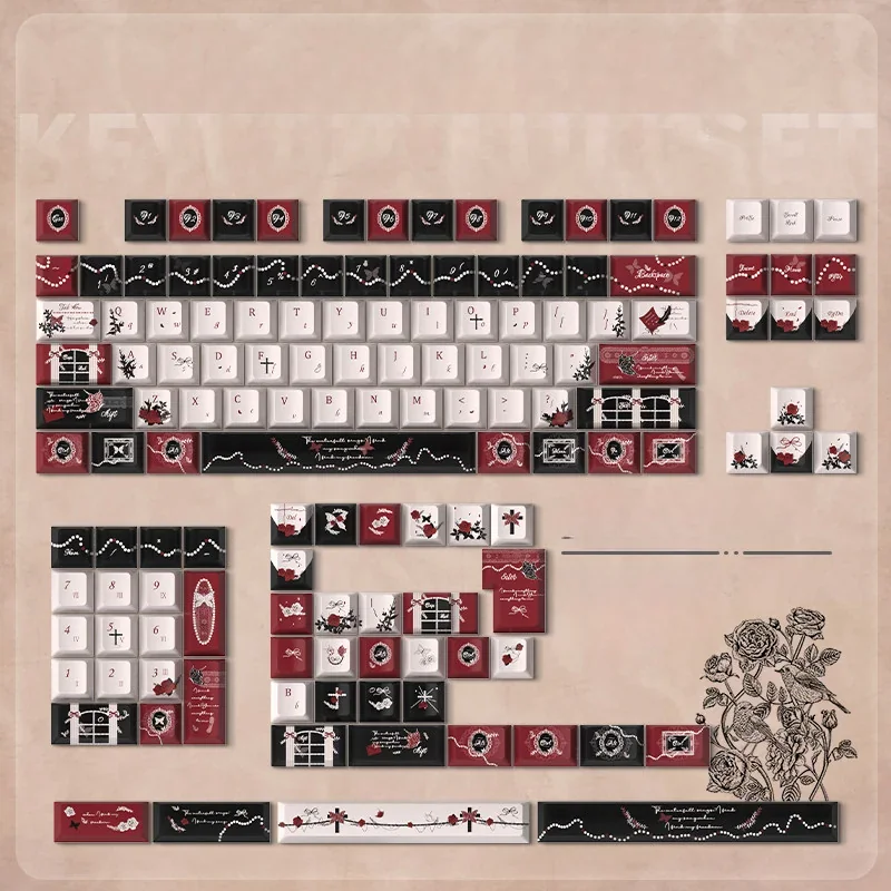 Angle view of Palace Secret Cherry Keycap Intricate Palace showing color layering and layout presence