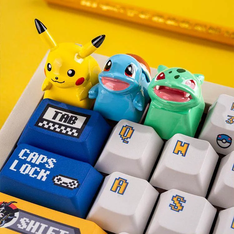Texture shot of a PBT Pokemon keycap, emphasizing durability and matte finish