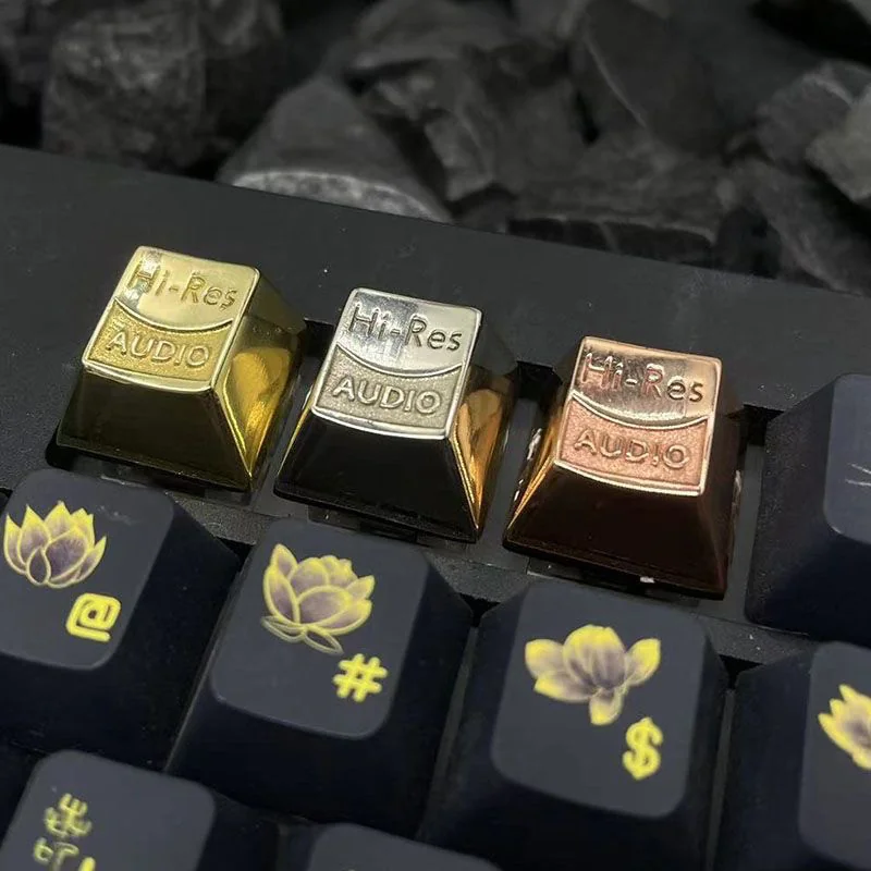 Polished Brass Resonant Audio Keycap, angled view showcasing lustrous finish