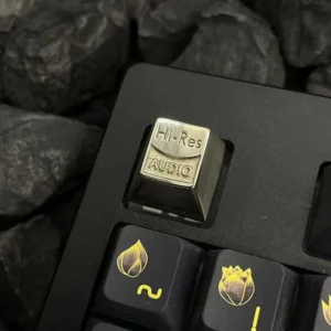 Detailed view of CNC machining precision on the side of a Copper keycap