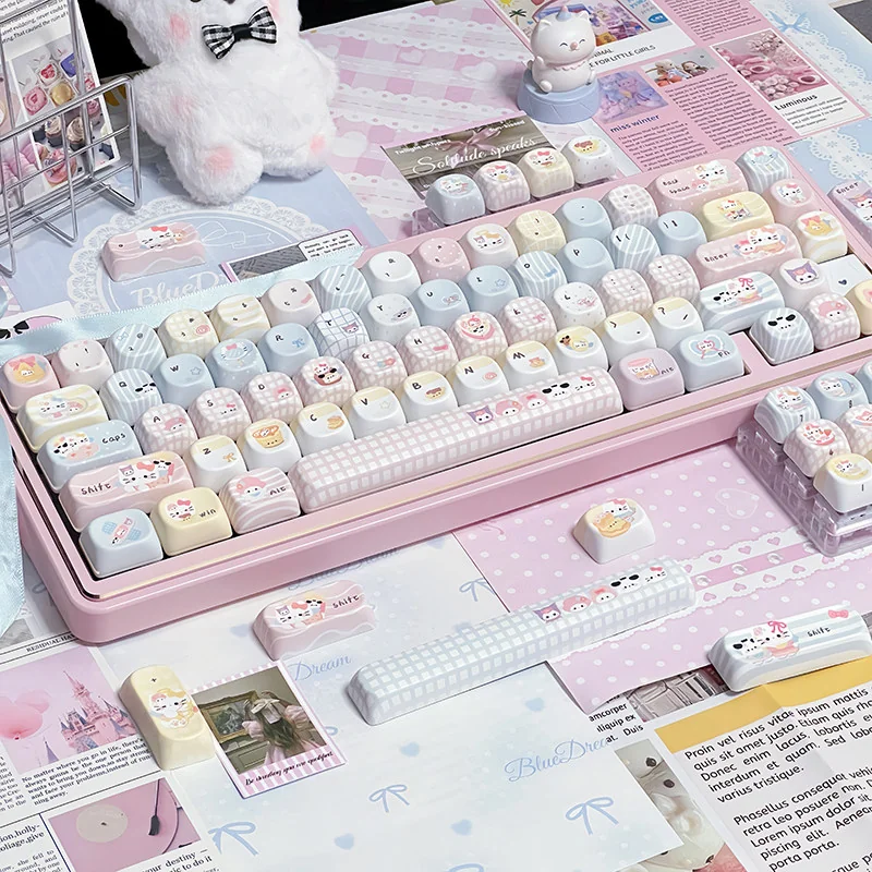 Side view of the MOA profile keycaps highlighting their uniform height and ergonomic design.