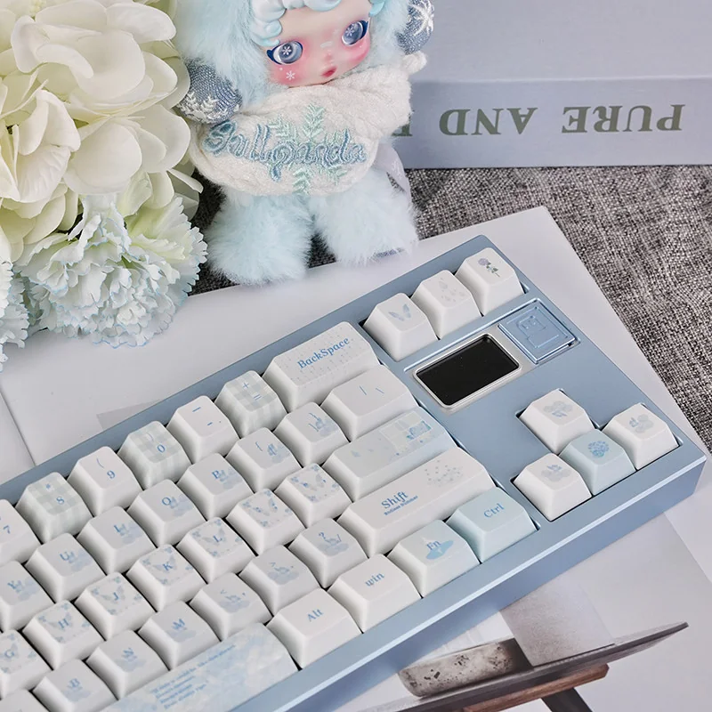 Serene blue and white aesthetic of Dream Butterfly Keycap Set