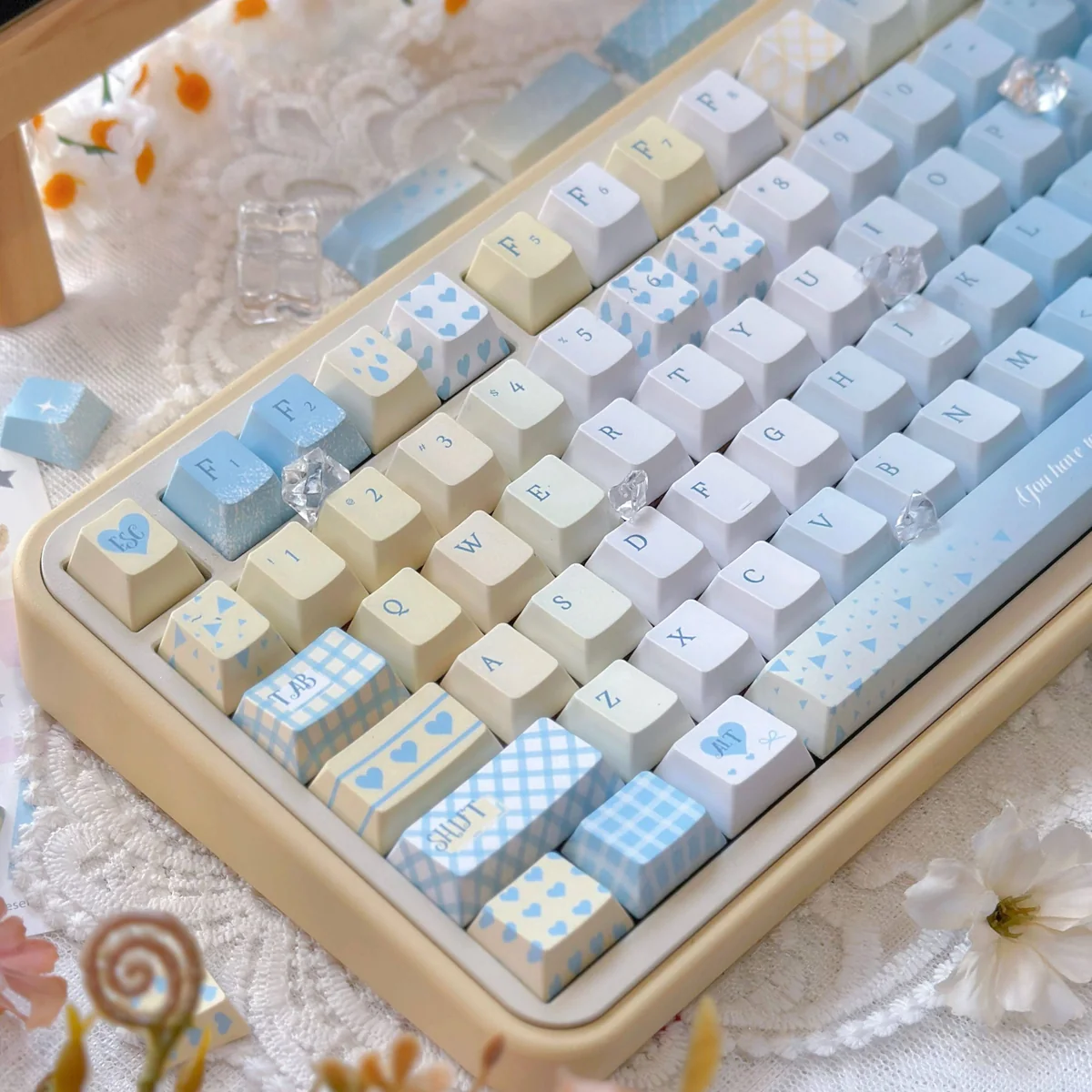 Ergonomic Cherry profile of the Seven Parts Blue keycaps
