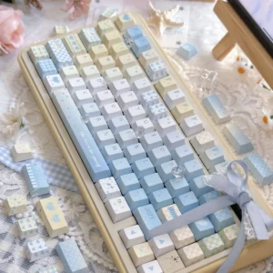 Seven Parts Blue PBT Cherry Profile Keycap Set on a mechanical keyboard