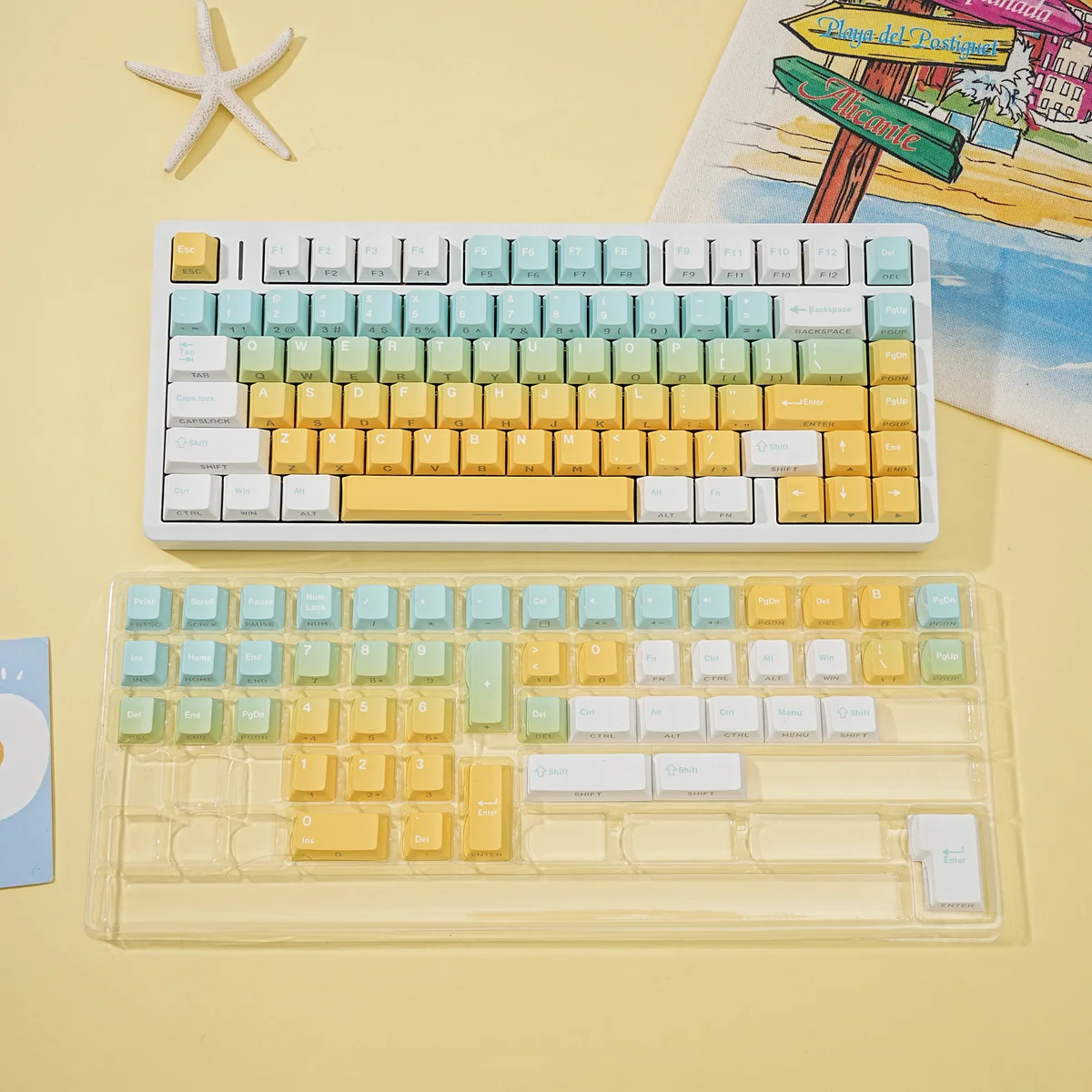 Shallow Dream Keycap Set showcasing full layout compatibility on a TKL keyboard