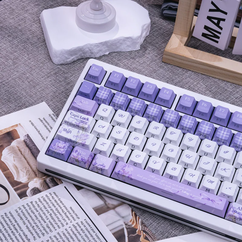 Close-up of Stylish Iris Cherry Keycap Artistic Iris Dye-Sub highlighting details and finish