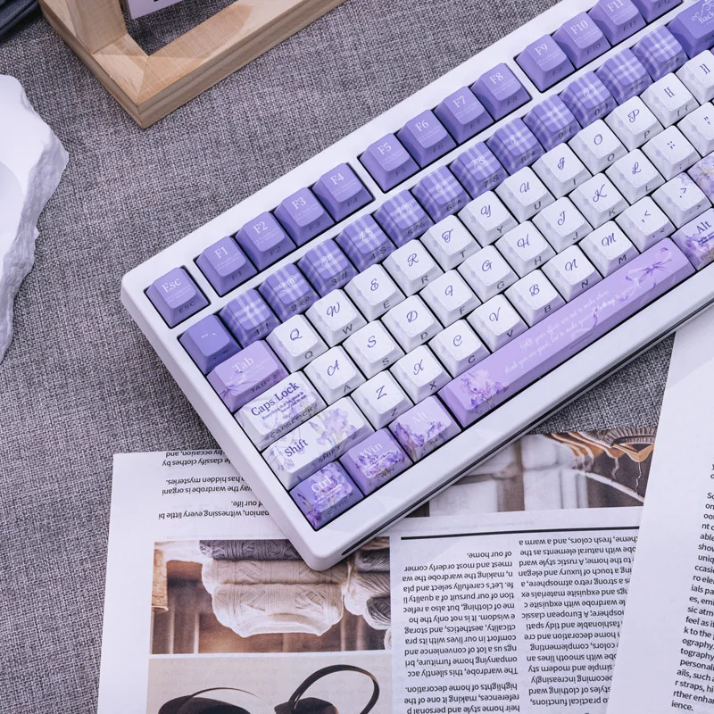 Stylish Iris Cherry Keycap Artistic Iris Dye-Sub installed on a mechanical keyboard setup