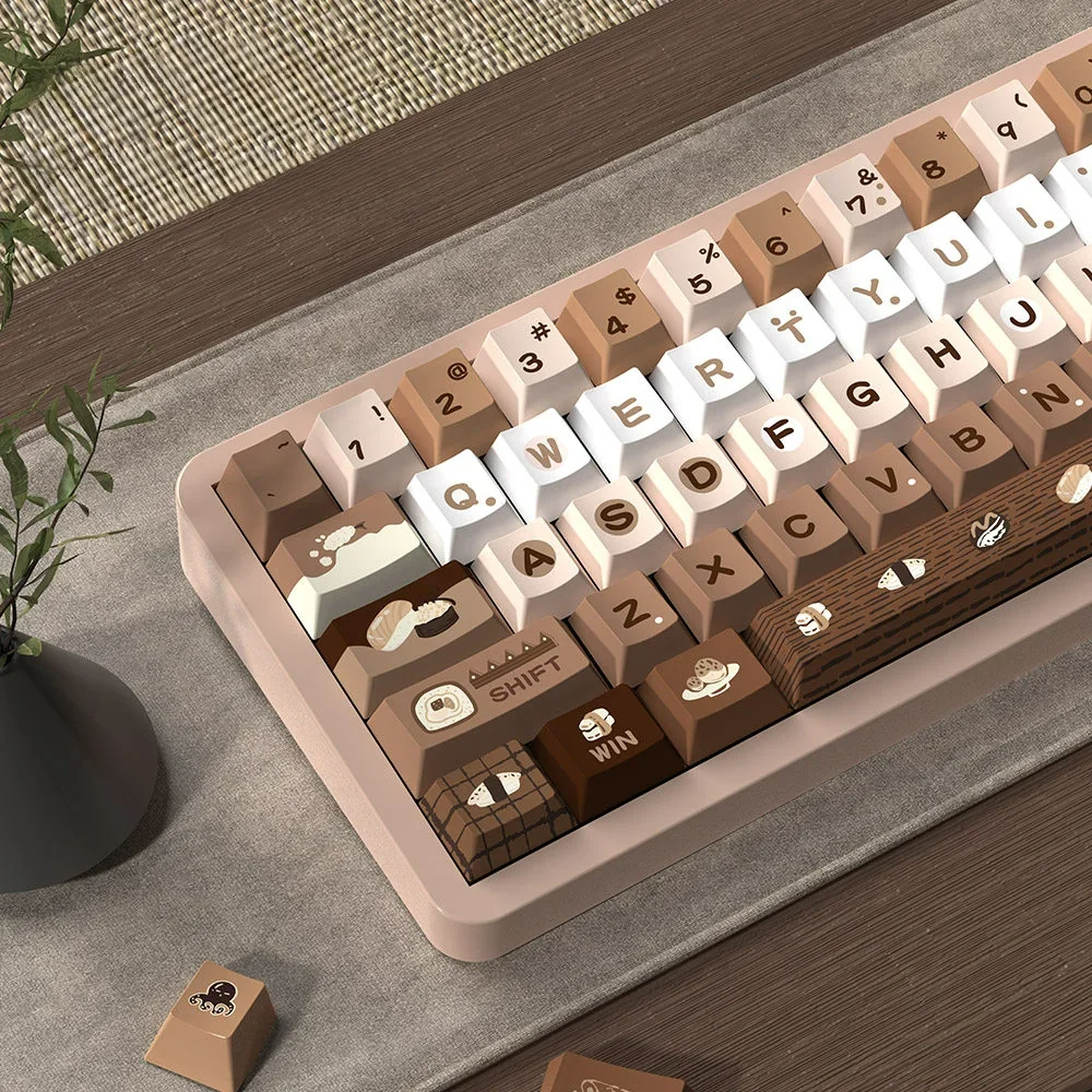 Sushi Roll Series Keycap Premium PBT Dye-Sub installed on a mechanical keyboard setup
