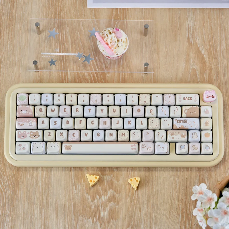 Sweet Treat Cake PBT Keycap Set with cupcake design on a mechanical keyboard